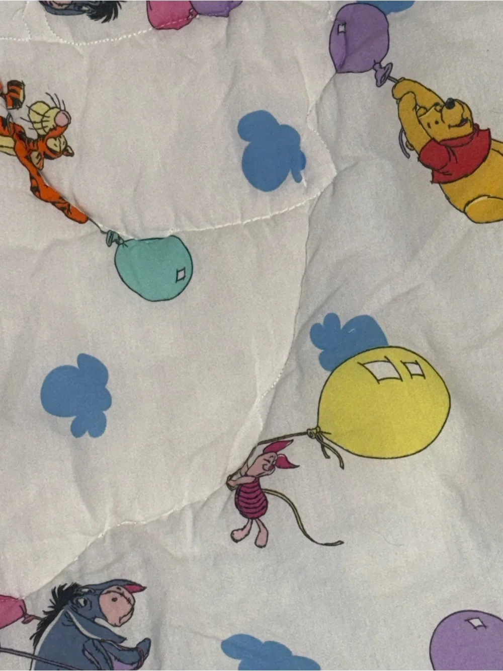 Vintage 90s Disney cloud/balloon nursery quilted comforter/ Crib Blanket